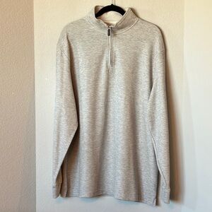 Chaps Quarter Zip Pullover Sweater XXL Gray Ribbed Knit
